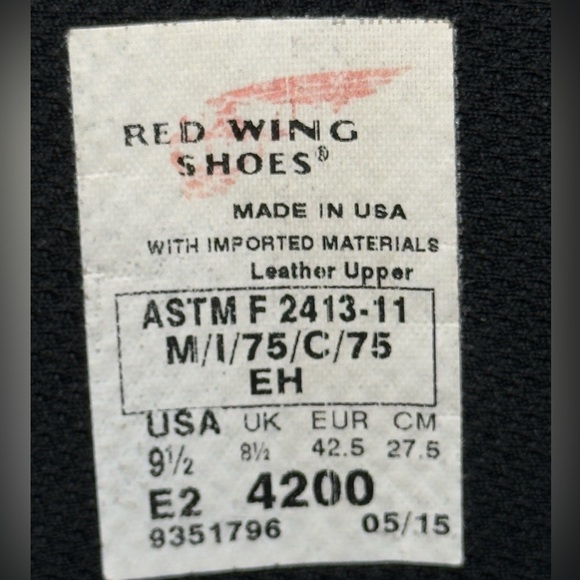 Red Wing 4200 8" Dynaforce Steel Toe Lace Up Work Boots 9.5 WIDE - Picture 8 of 9